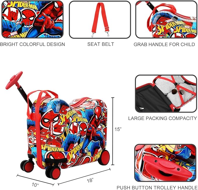 Bioworld Spider-Man All-Over Print 18" Ride-On Luggage