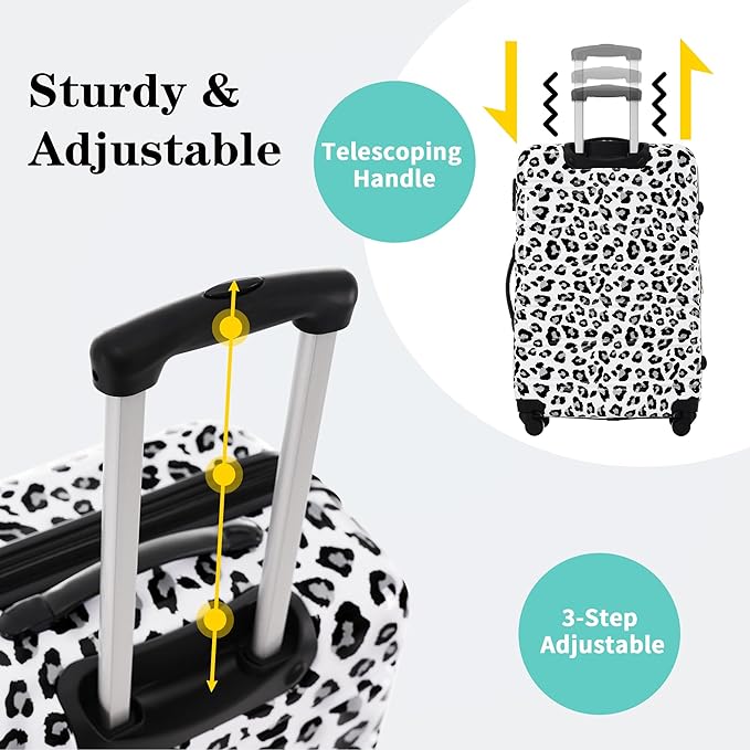 Merax Suitcase Set, Hardshell Luggage Sets 3 Piece with Spinner Wheels, Expandable Durable Suitcase with TSA Lock Lightweight 20" 24" 28", White+Black Leopard
