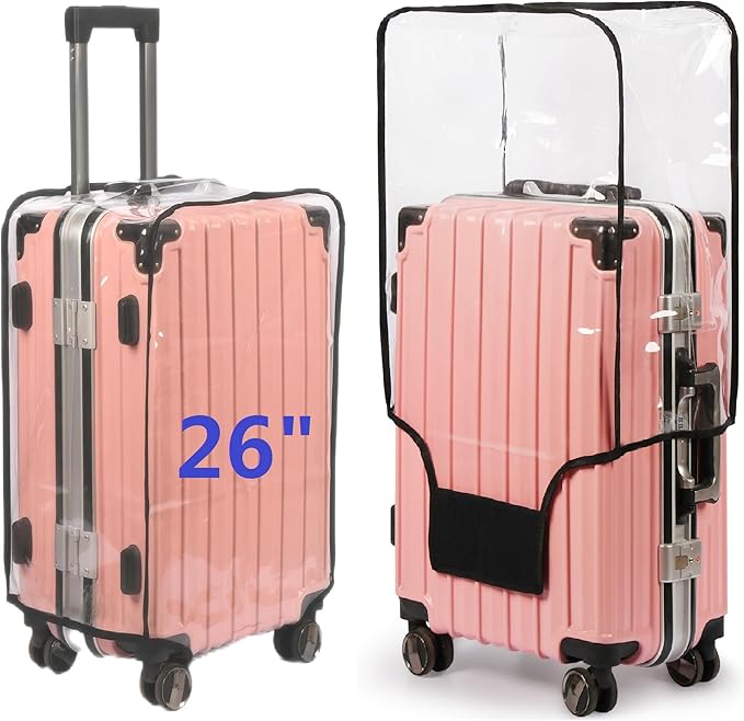 Clear PVC Suitcase Cover Protectors Thicken Luggage Cover Protector Full Transparent Waterproof Wheeled Dustproof Luggage Sleeve Protector 26"