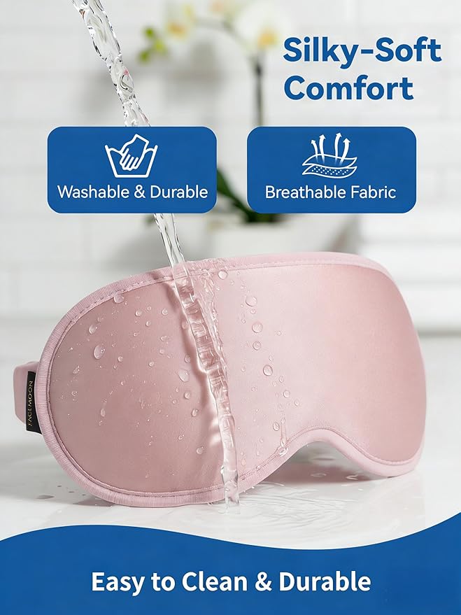 Weighted Eye Masks for Sleep Women: 3D Contoured Blackout Sleep Mask with Zero Pressure, Eyelash Friendly & Comfortable Blindfold for Airplane Travel, Night Shift Nurse, Yoga & Thoughtful Gift, Pink