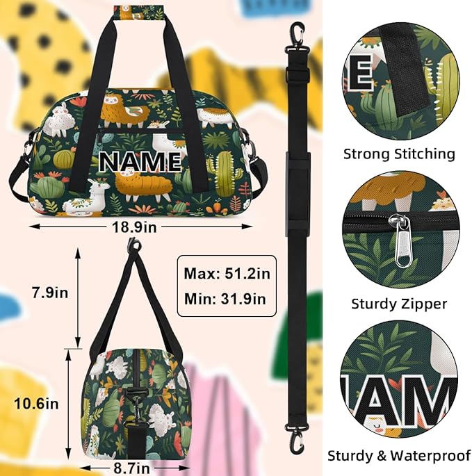 Sheep Mini Gym Bag 18 inch for Women Men Waterproof Custom Sheep Pet Floral Travel Duffel Bag Carry On Overnight Tote Nurse Bag for Work Fitness Hiking