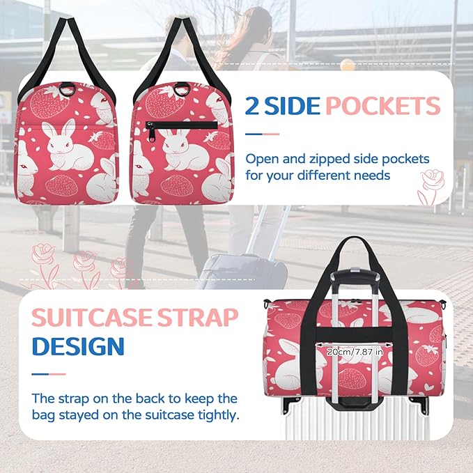 Cute Easter Rabbits Travel Duffle Bag for Women Men, Overnight Weekender Bag, Carry on Tote for Sport Gym