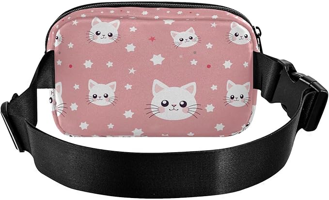 Kawaii White Cat Fanny Pack for Women Men Water Resistant Fashion Waist Packs with Adjustable Strap Belt Bag for Travel Workout Jogging Hiking 21219518