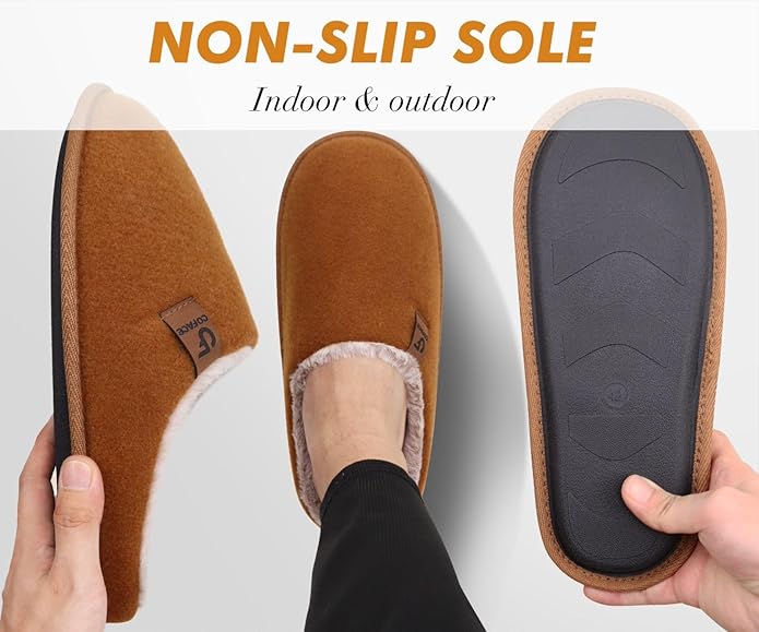 COFACE Mens Cozy Memory Foam Scuff Slippers Casual Slip On Warm House Shoes Indoor/Outdoor Sandal Slippers With Arch Support Rubber Sole Size 7-15