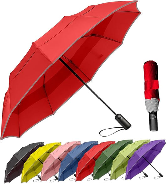 MRTLLOA 42/49 Inch Compact Travel Essentials Umbrella for Rain, Lightweight, Portable, Automatic, Strong, Waterproof Folding Umbrellas for Women, Men and Teenagers