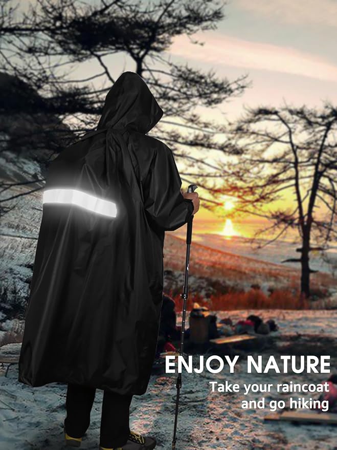 ANYOO Waterproof Rain Jacket for Men Women Lightweight Long Sleeve Raincoat with Hood Emergency Rain Poncho Adults for Hiking