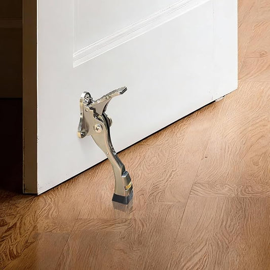 GoldPig Door Stoppers,1 Pack Kickdown Door Stop with One-Touch semi-Automatic White Door Stopper Adjustable Height and Rubber Tip 4 Inches, Heavy Duty Door Stops, Door Holder (Bronze)