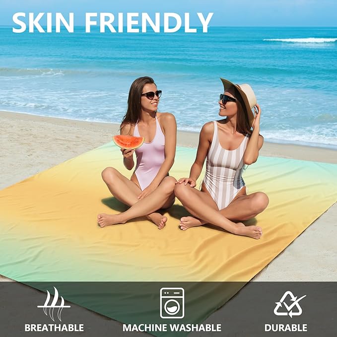 AISPARKY Beach Blanket Waterproof Sandproof Extra Large, Oversized Beach Mat, Quick Drying&Compact&Lightweight, Picnic Blankets Vacation Essentials for Outdoor Beach Camping (79" X 83" (4 Person))