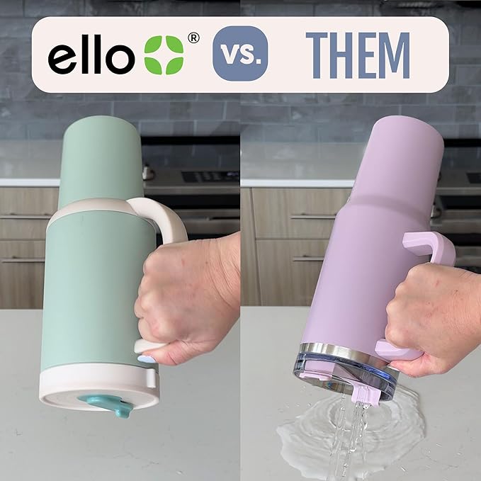 Ello Oasis 40 oz Tumbler with Handle & Retracting Straw | Reusable Insulated Stainless Steel Cup 100% Leakproof, Gifts for Teens Women Men | Keeps cold for 20 Hours, Cup Holder Friendly, Sunrise Glow