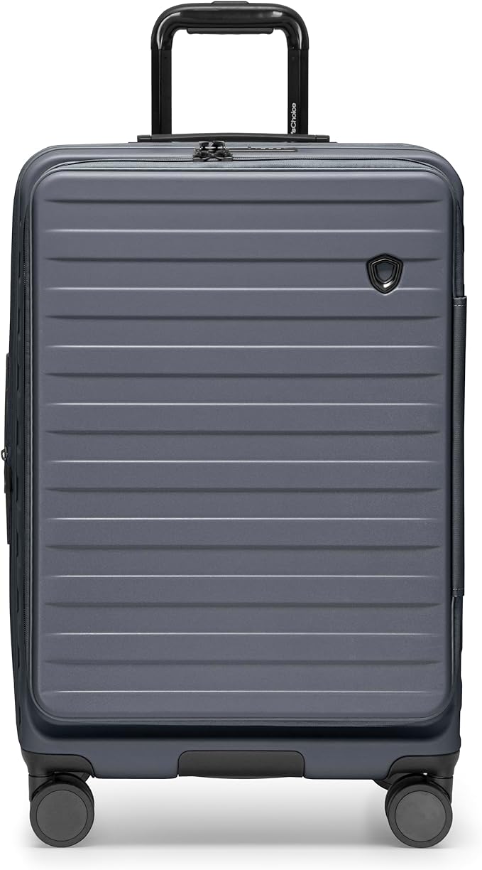 Traveler's Choice Novia Top Opening Expandable Polycarbonate Luggage with Spinner Wheels, Slate Blue, 25-Inch Medium