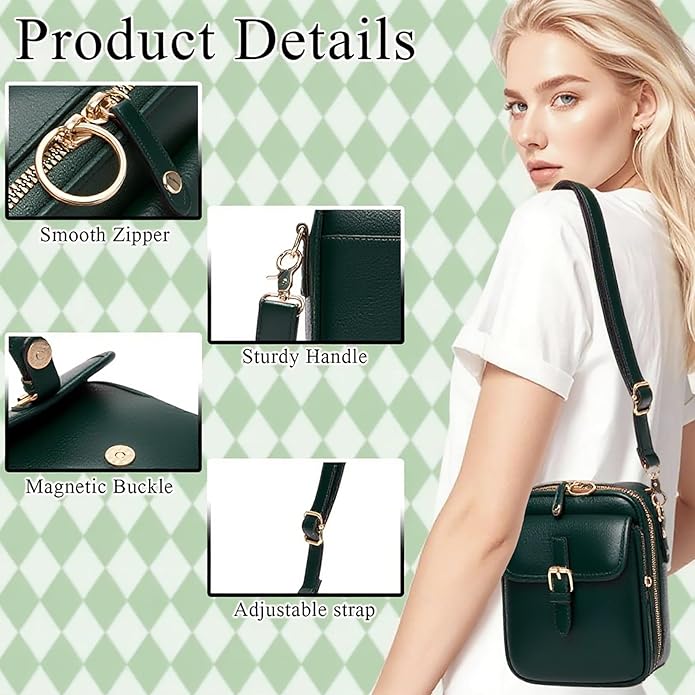Vintage Messenger Bag Leather Crossbody Bags for Women Men Small Anti Theft Cross Body Shoulder Purse with Card Slots