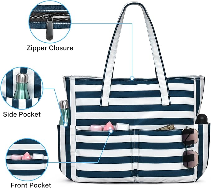 oscaurt Beach Bags for Women Large Waterproof Sandproof Beach Tote Swim Pool Bag with Zipper for Travel Vacation Essentials