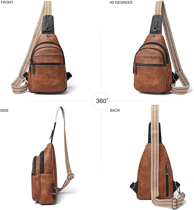 Sling Bag For Women Faux Leather Small Casual Daypack Backpack Fanny Pack Crossbody Chest Bags Purse