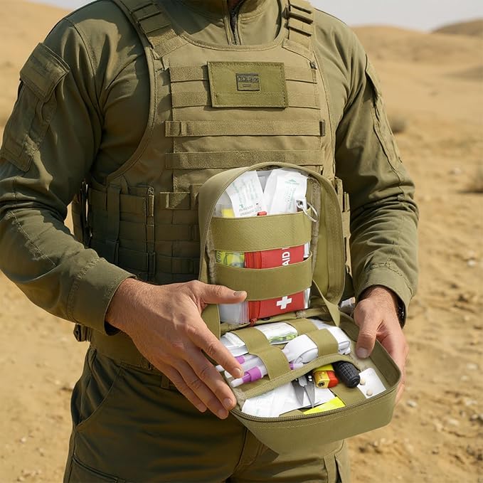 Qavctw Tactical Pouch Utility Organizer Molle Pouches EMT Ifak Medical First Aid Kit Utility Pouch with Two Zippers for Outdoor Tactical Survival Bag