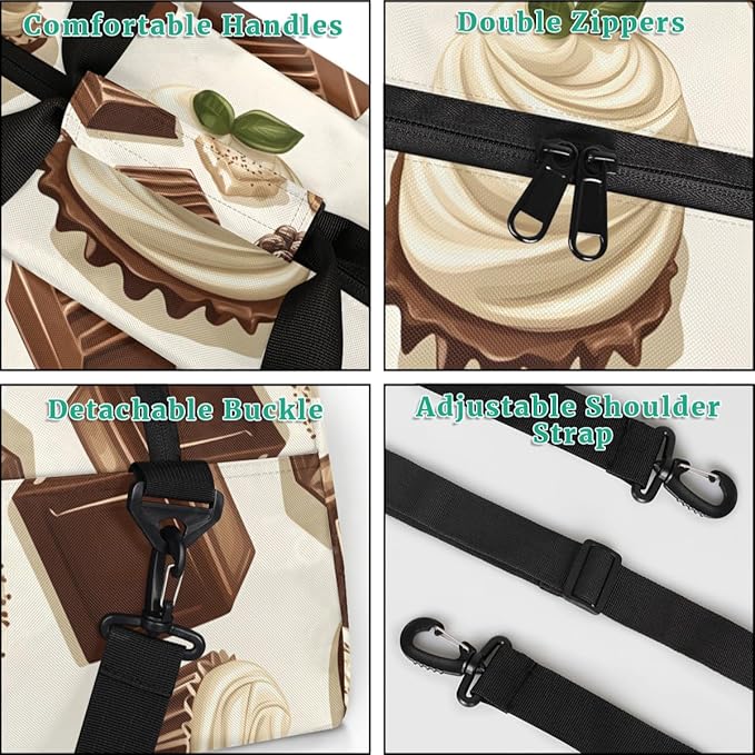 Black And White Chocolate Kids-Duffel-Bags Gymnastics Dance Bag Carry-On Overnight Travel Gym Lightweight Dance Sports Bags For Girls Boys Kids，