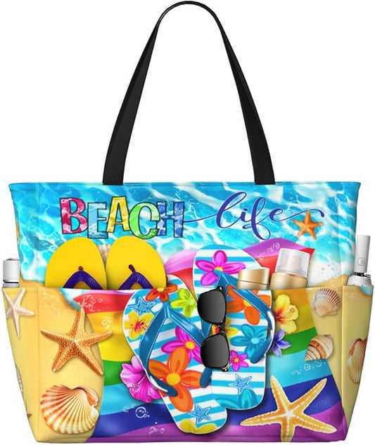 Extra Large Beach Bags For Women, Waterproof Beach Totes Bags For Women, Lightweight Foldable Pool Bag With Zipper