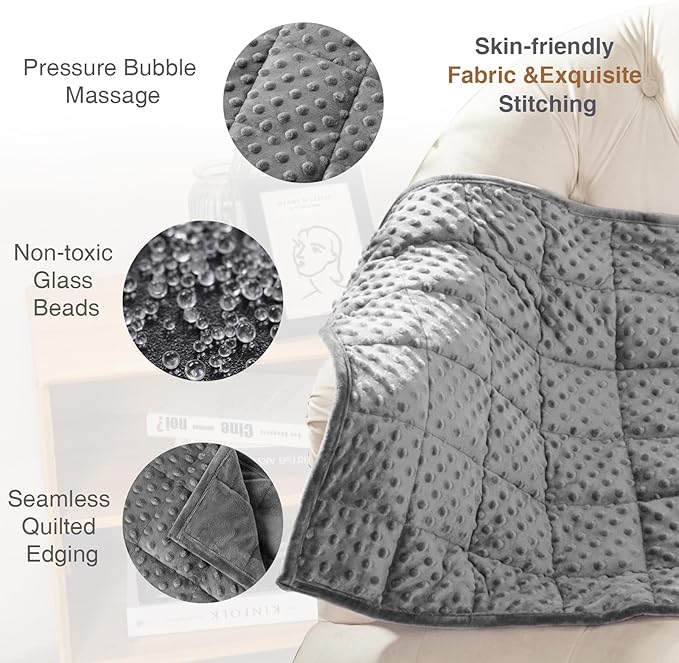 Alomidds Weighted Blanket 7lbs for Adults, Cozy Luxury Breathable Weighted Lap Blanket, Small Weighted Blanket for Travel, Relaxation, Sleeping, Grey, 29" x 24"
