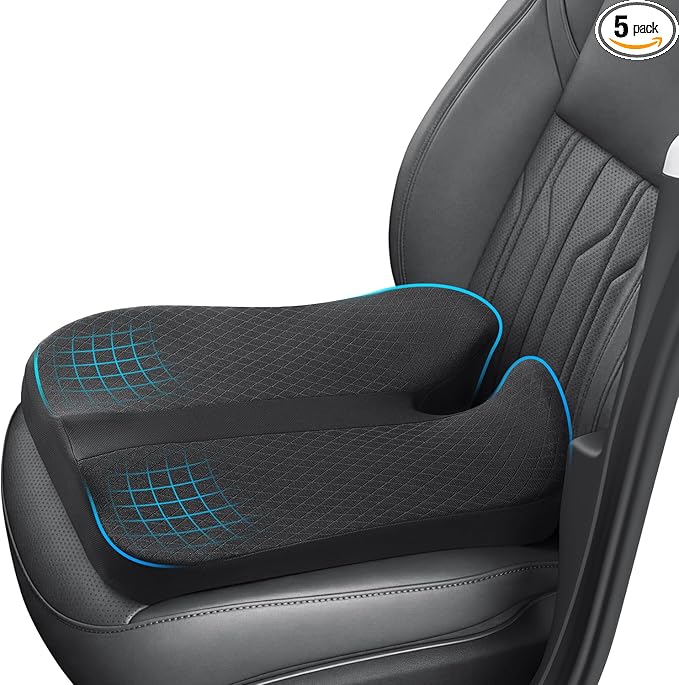 Heightening Car Seat Cushion for Better View- Seat Cushion for Car Reduces Lower Back Pressure& Support Spine- Truck Seat Cushion for Long Trip-Black