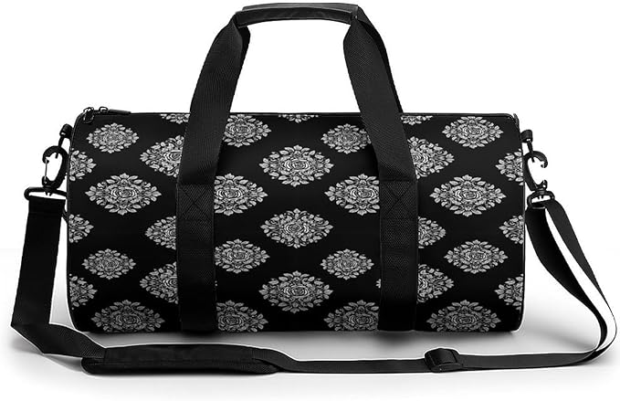Lightweight Sports Travel Bag Black Rose Art Beach Swim Bags Men Women Duffle Bag Foldable Overnight Bags