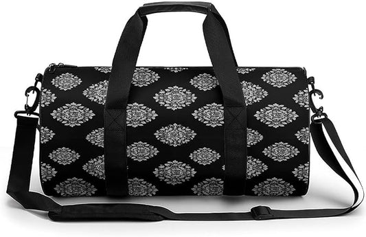 Lightweight Sports Travel Bag Black Rose Art Beach Swim Bags Men Women Duffle Bag Foldable Overnight Bags