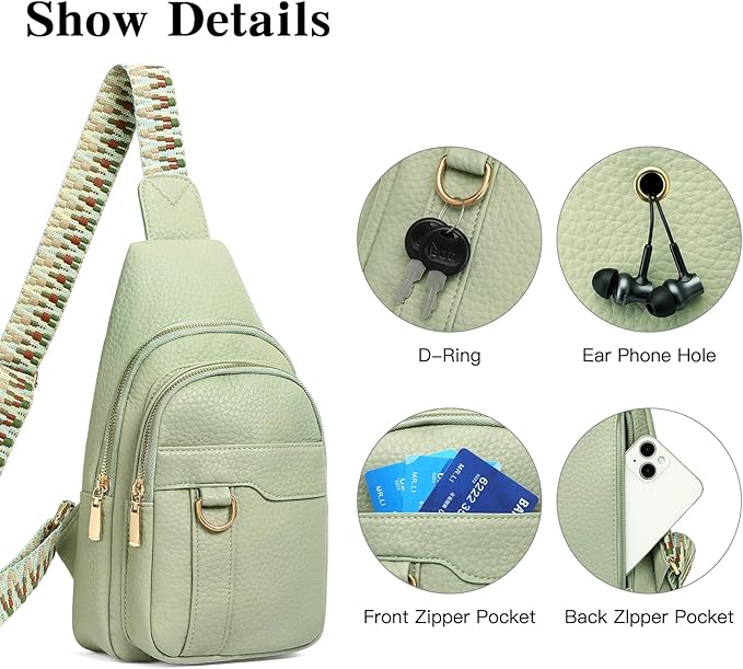 GAEKEAO Sling Bag for Women Crossbody Bags Fanny Pack Vegan Leather Chest Bag Travel Shoulder Belt Purse Backpack Gifts