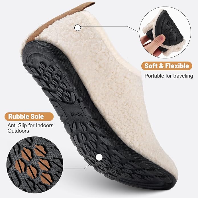 Ultrafun House Slippers for Women Men Slip on Barefoot Slippers Socks Soft Lightweight Rubble Sole House Shoes Indoor/Outdoor