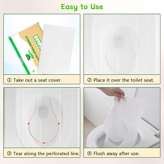 Toilet Seat Cover Disposable Flushable(50 Pcs), XXL Travel Toilet Seat Covers for Adults Kids, Flushable Toilet Paper Cover for Potty Training in Public Restrooms, Airplane, Camping(22 * 16.5in)