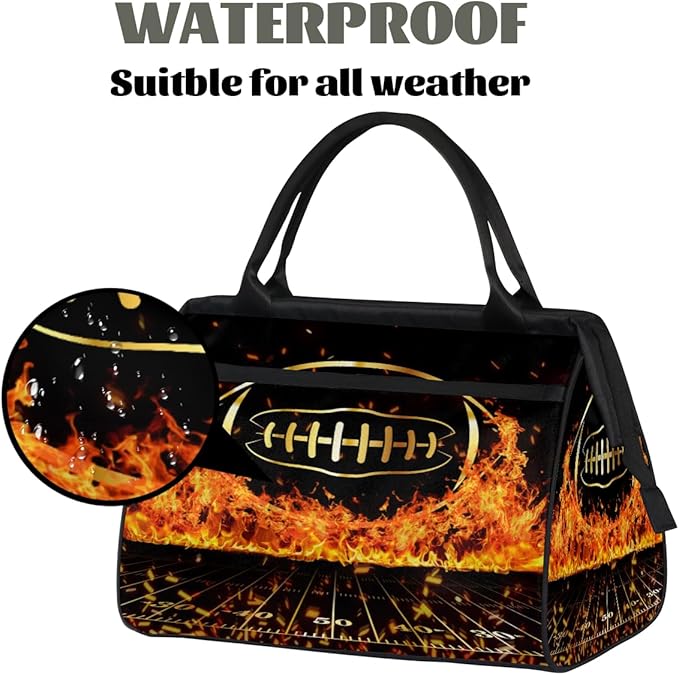 Sports Duffel Bags for Kids - Carry On Travel Gym Bag Waterproof Workout Shoulder Tote for Boys Girls Weekender Overnight Duffel for Swim Dance Camp(Football)