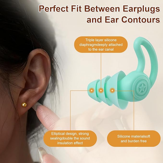 4Pairs Loop Earplugs for Kids Adults, Reusable Loop Earplugs, Ear Loops Noise Reduction for Sleeping, Concerts, Travel, Swimming (Black, Pink, Green, Gray)