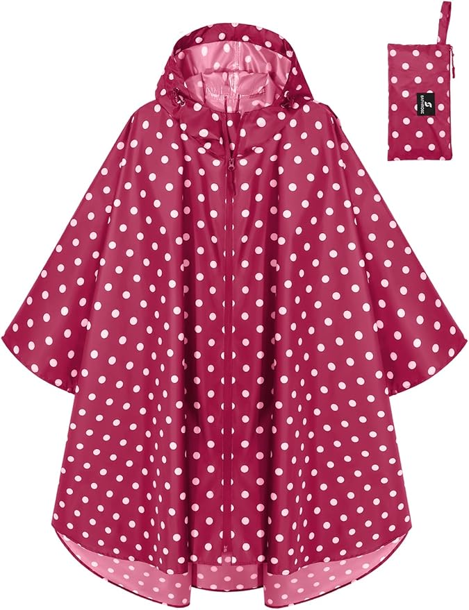 SaphiRose Lightweight Waterproof Rain Poncho for Adults with Hood Portable Rainwear for Outdoor
