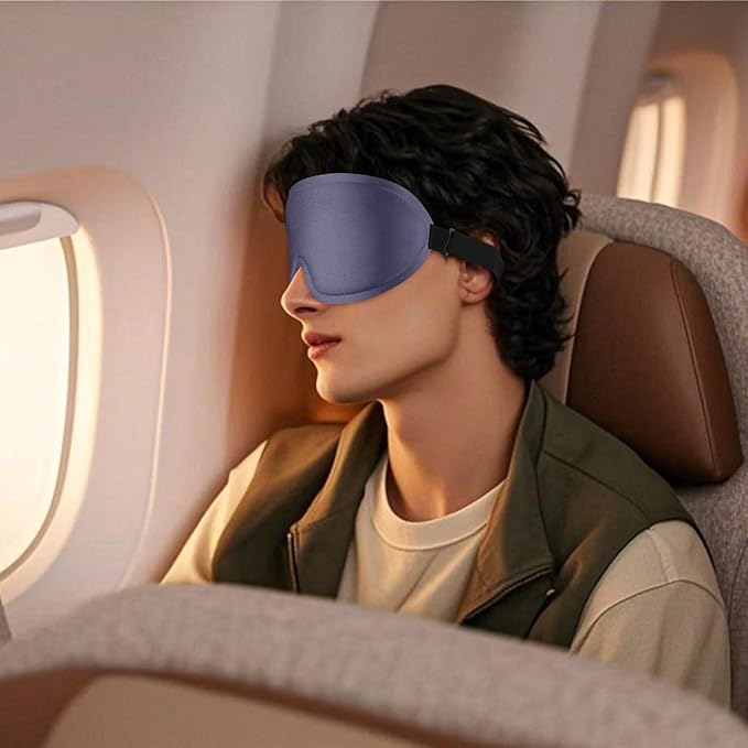 2 Pack Sleep Mask for Side Sleeper, Complete Light Blocking 3D Sleeping Eye Mask, Soft Breathable Eye Cover for Women Men, Travel, Nap, Relaxing Zero Pressure Night Blindfold (Black+Blue Grey)