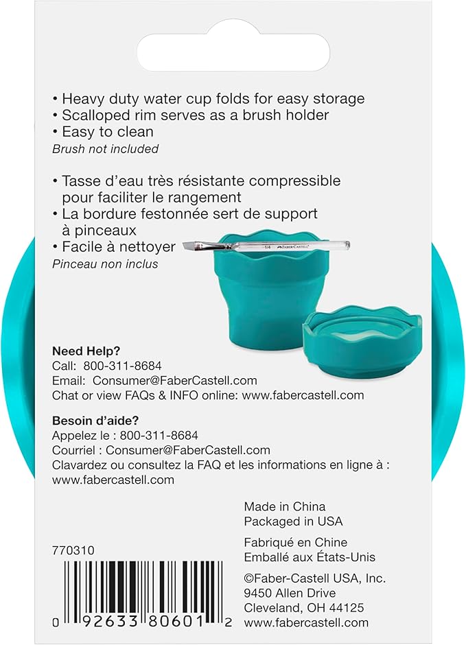 Faber-Castell Collapsible Water Cup Green | Scalloped Brush Holder | 12 Oz Capacity | For Painting | Pack of 6