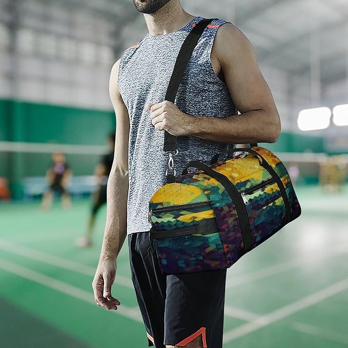 Shiny Hexagon Gym Bag Lightweight ，Travel Duffle Bag with Shoe Compartment，Gym Bag for Women for Overnight, Weekend, Yoga, Gym, Business Trips, Sport And Hospital.