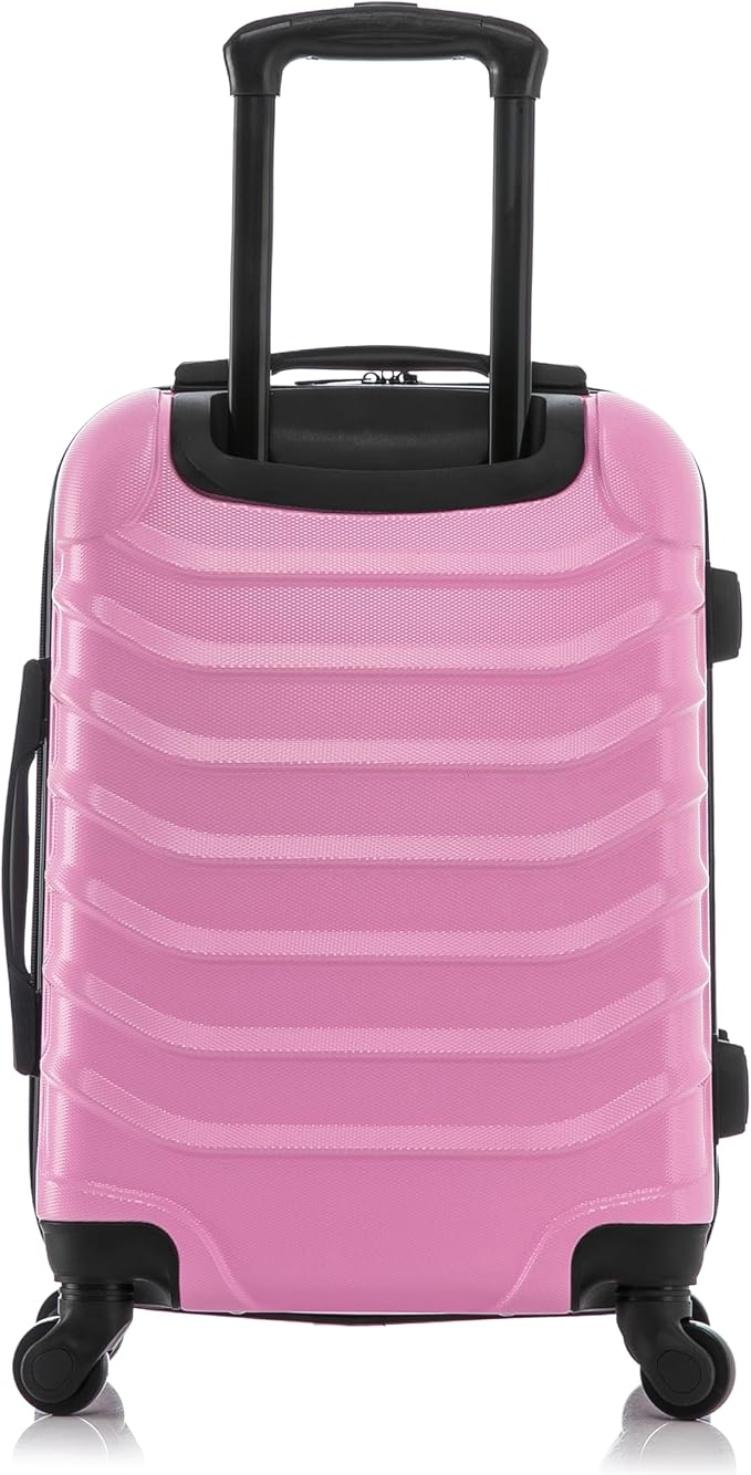 InUSA ENDURANCE Luggage with Spinner Wheels | Durable Lightweight Hardshell Suitcase, Spacious Travel Bag with Handle and Trolley | 20-Inch Carry On Small Luggage | Pink