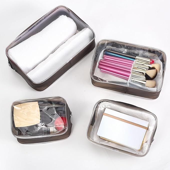 4PCS Diaper Bag Organizer Zipper Pouch Clear Travel Makeup Toiletry Storage Transparent Portable Travel Packing Clutch Cube Bags Small Cosmetic Bag Compact Car Accessories for Women Baby Nursing