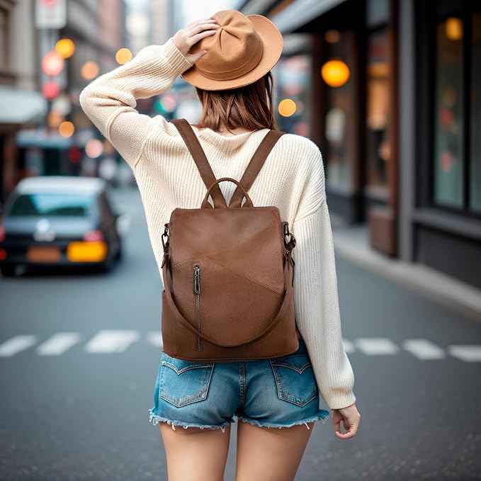 molshine Backpack,Fashion Casual Travel PU Leather Daypack Bag Shoulder Rucksack Handbags for Women HB041