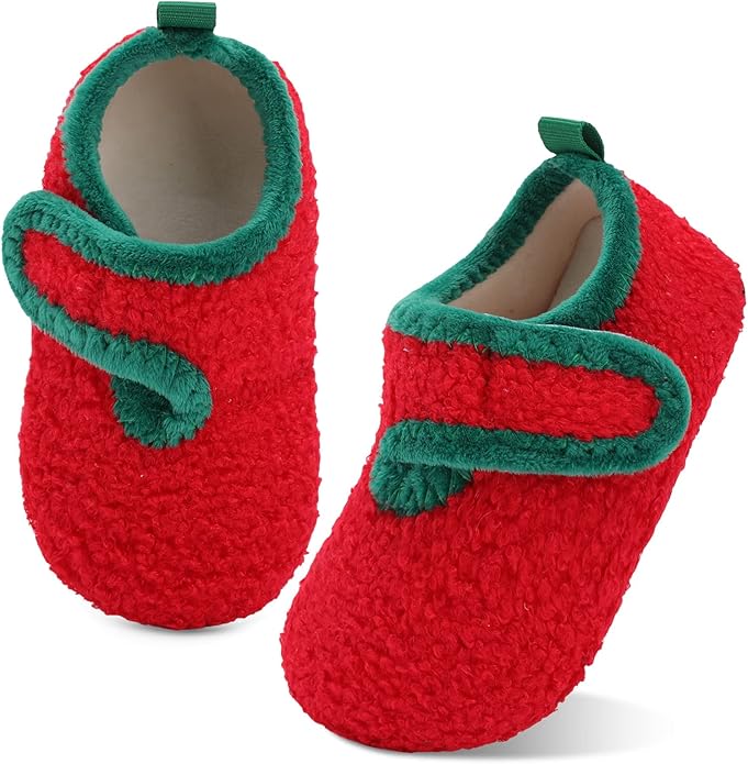 XIHALOOK Toddler Boys Girls House Slippers with Microfleece Lining Cozy Household Shoes Non-slip for Kids
