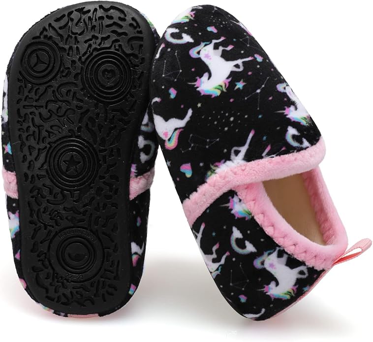 XIHALOOK Toddler Boys Girls House Slippers with Microfleece Lining Cozy Household Shoes Non-slip for Kids