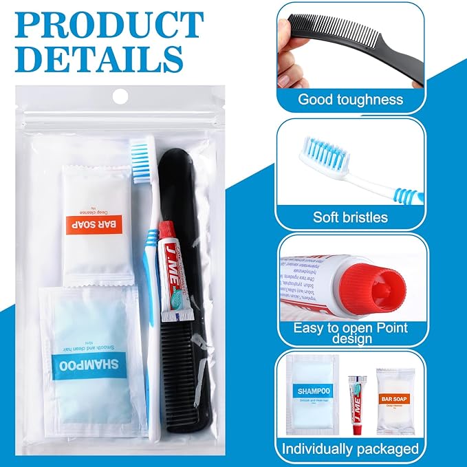 240 Pcs Personal Hygiene for Homeless in Bulk, Personal Hygiene Kit Basic Disposable Toiletry Homeless Care Package Supplies for Women Men Travel Charity, 48 Kit