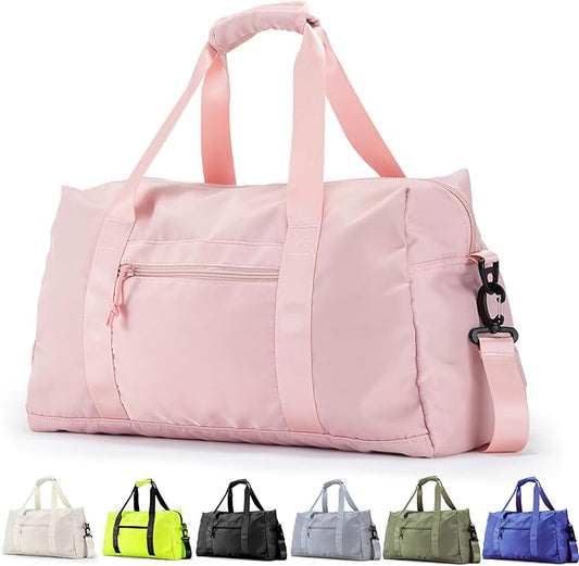 Travel Duffle Bag,Sport Gym Bag for Men And Women with Wet Pocket,Weekender Bag Carry On Tote Bags for Airplane PINK