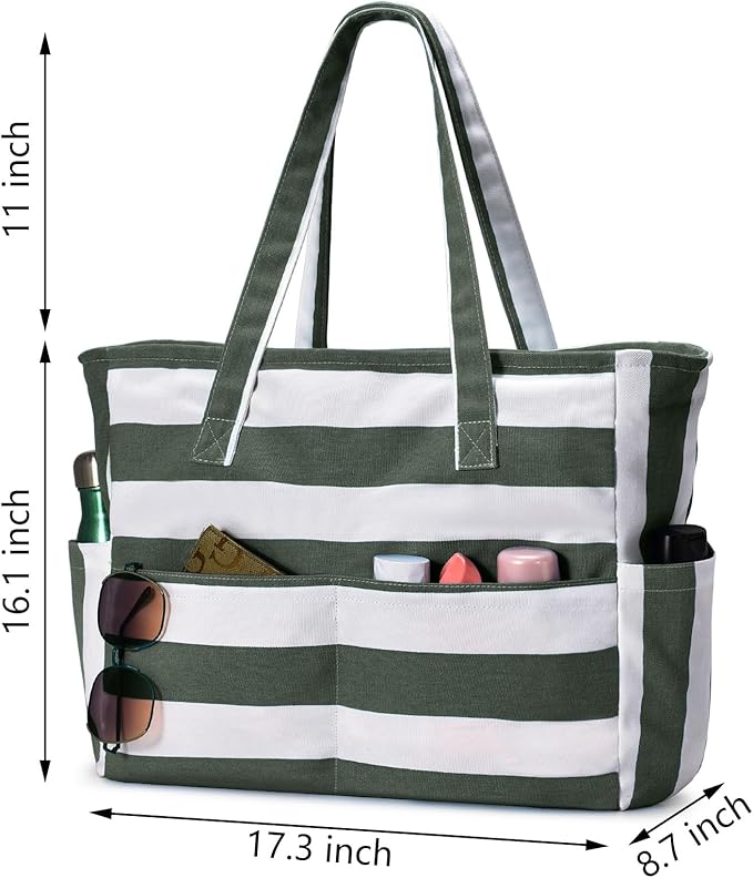 oscaurt Beach Bags for Women Large Waterproof Sandproof Beach Tote Swim Pool Bag with Zipper for Travel Vacation Essentials