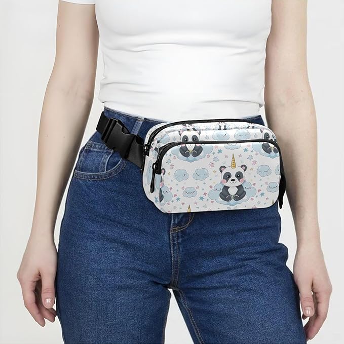 Kawaii Panda Unicorn Fanny Pack for Women Men Water Resistant Fashion Waist Packs with Adjustable Strap Belt Bag for Travel Workout Jogging Hiking 21219077