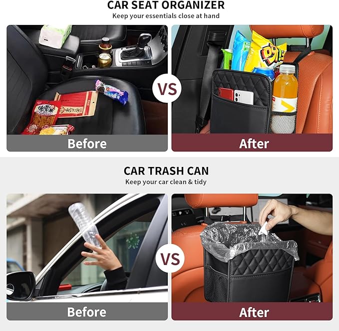Car Seat Back Organizer, Waterproof Car Backseat Organizer with Cup Holders Large Capacity Hanging Car Storage Bag for Phones Documents Cups Bottle Travel Compatible with Most Vehicles