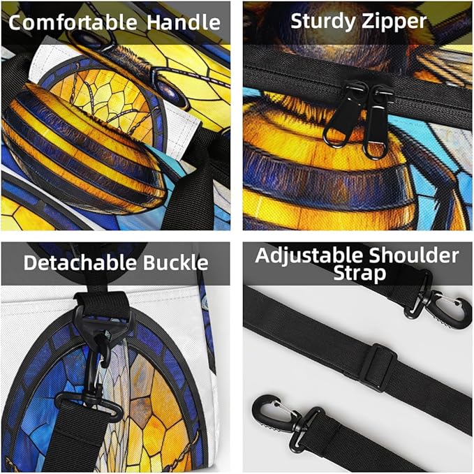 Travel Duffle Bag for travel duffle bag sports Girls Boys Kids Honey Animal Bee Lightweight Overnight Sleepover Weekender Bags Small Dance Gym Sport Bag Teens Carry-On Size Workout Bag