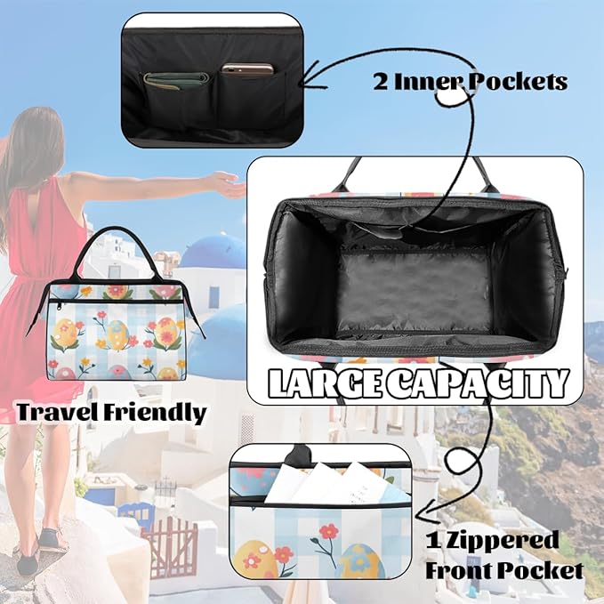 Eggs Easter Overnight Weekender Bag for Women Men Travel Duffel Bags Waterproof Luggage Carry on Sports Yoga Gym Bag