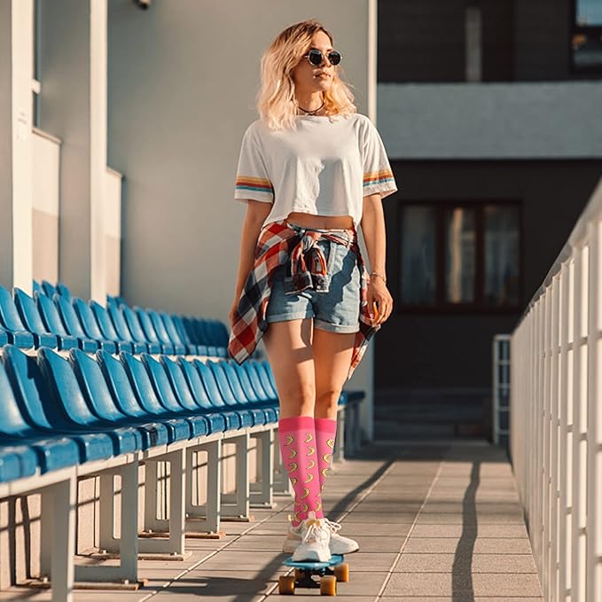 Junely Compression Socks for Women Knee High Socks for Running Nurses Pregnant Women Work Support Travel Flight Sports