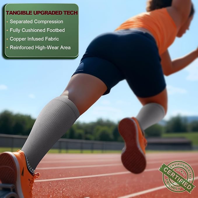BULLIANT Compression Socks 3Pairs-15-20mmHg Circulation Support Men Women Hiking Sports Recovery-Upgraded Wicking Tech