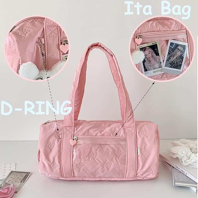 Ballet Bag Dance Bag for Girls Toddler Small Duffle Overnight Sleepover Dance Bags for 4-6 Ballerina,with Kawaii Ita Bags Pin Display Pocket