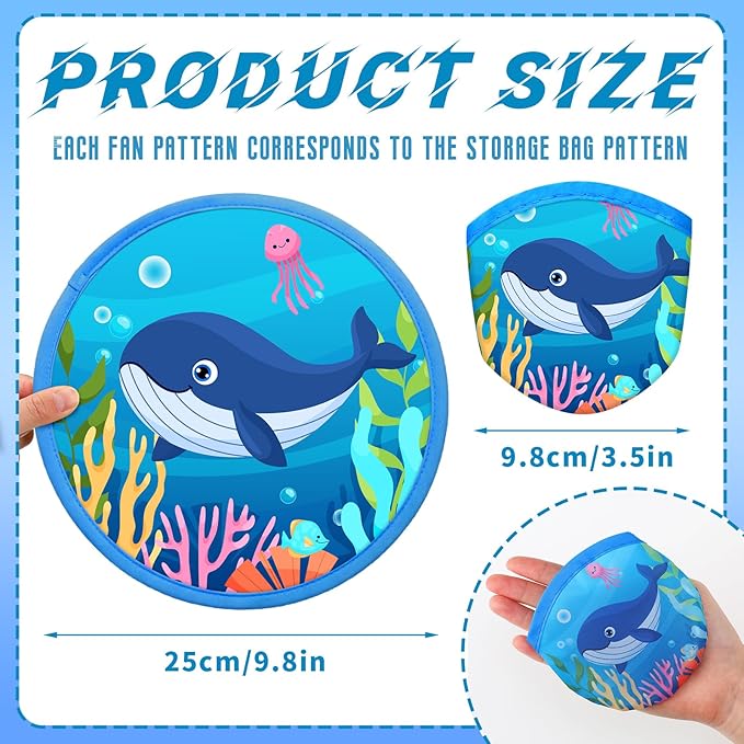 Amyhill 30 Pcs Under the Sea Party Favors Foldable Flying Disc Fans with Bags Summer Beach Pool Birthday Party Favors 9.8'' DIY Cooling Fan Colorful Goody Stuffers End of The Year Gifts from Teacher