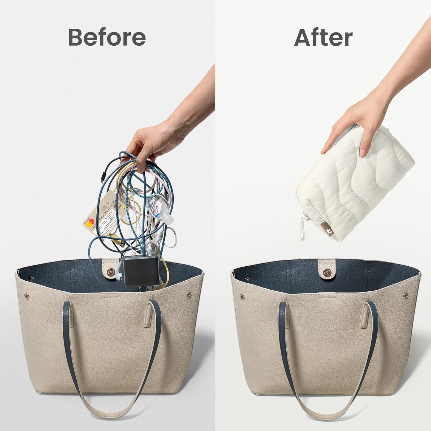 tomtoc Electronics Organizer Travel Case, Soft Puffy Organizer Bag Birthday Christmas Gifts Travel Essentials for Women Girls, Portable Accessory Tech Pouch Storage for Charger, Cord, Cable, Phone